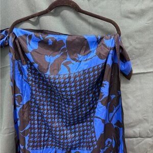 Blue and Brown Floral Scarf